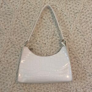 White Snake Print Shoulder Bag
